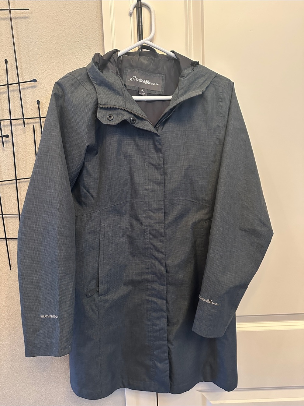 Eddie Bauer Women's Hooded Trench Coat in Dark Gray